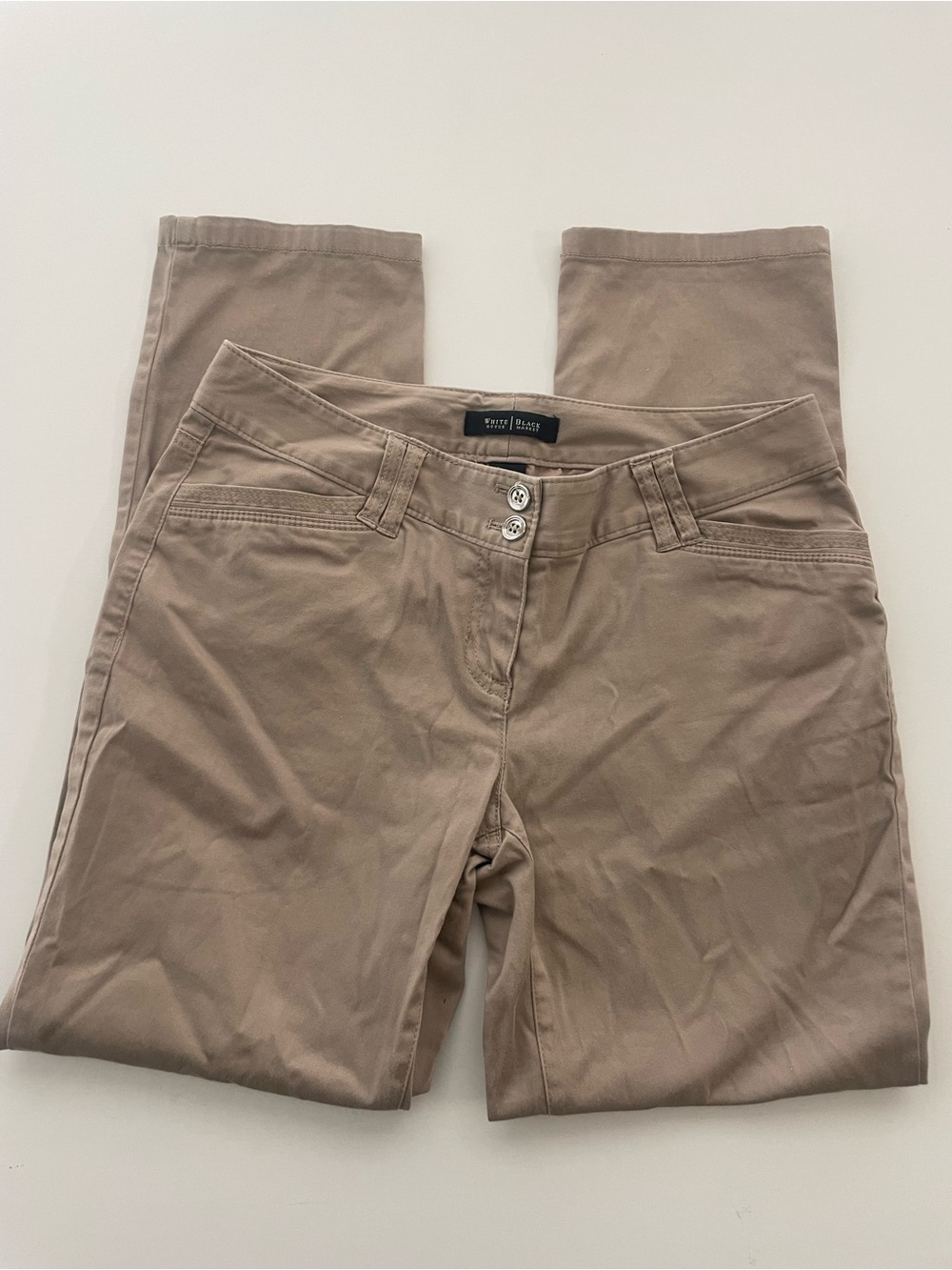 White House Black Market Tan Stretch Pants with Double Button Waist